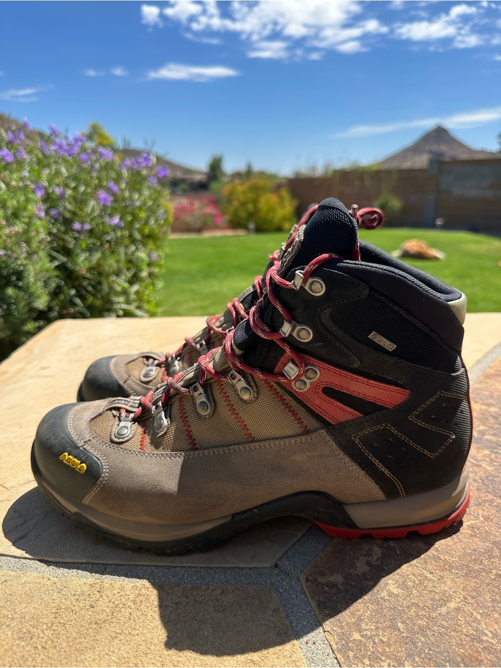 Asolo Men’s Brown & Red Waterproof Hiking Boots Size 12